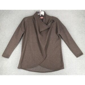 SJS Cowl Neck Wrap Sweater Jersey Jacket Women Size PM Long Sleeve Brown
